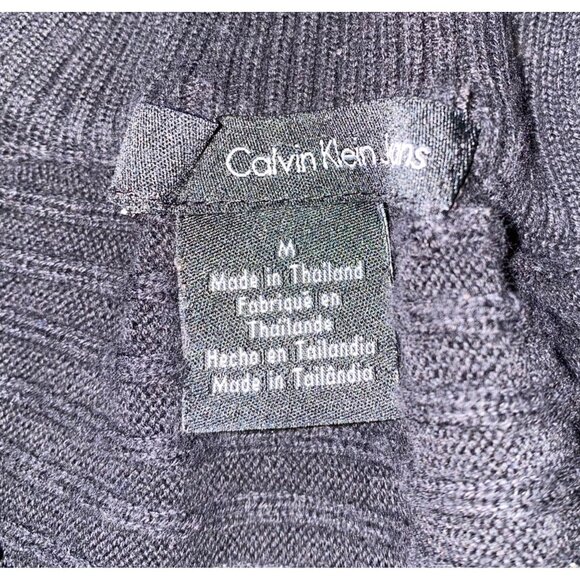 Calvin Klein Jeans Mens Black Half-Zip Sweater With Shoulder Stripes Size M - Picture 3 of 6